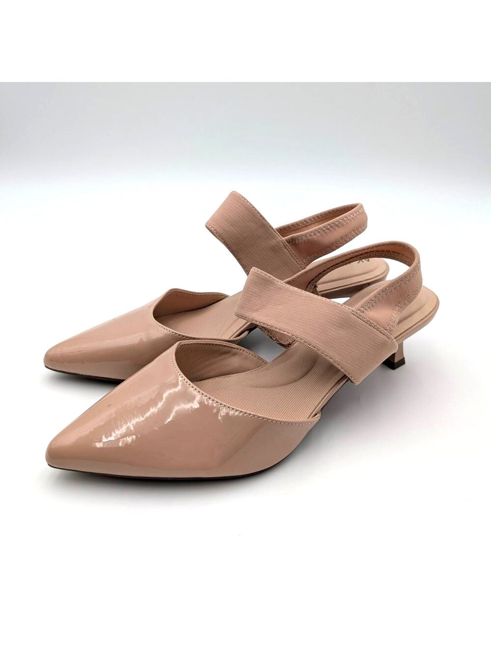Anne Klein Izel Pointed Toe Kitten Heel Pump Women's Beige Size US10M EU40.5